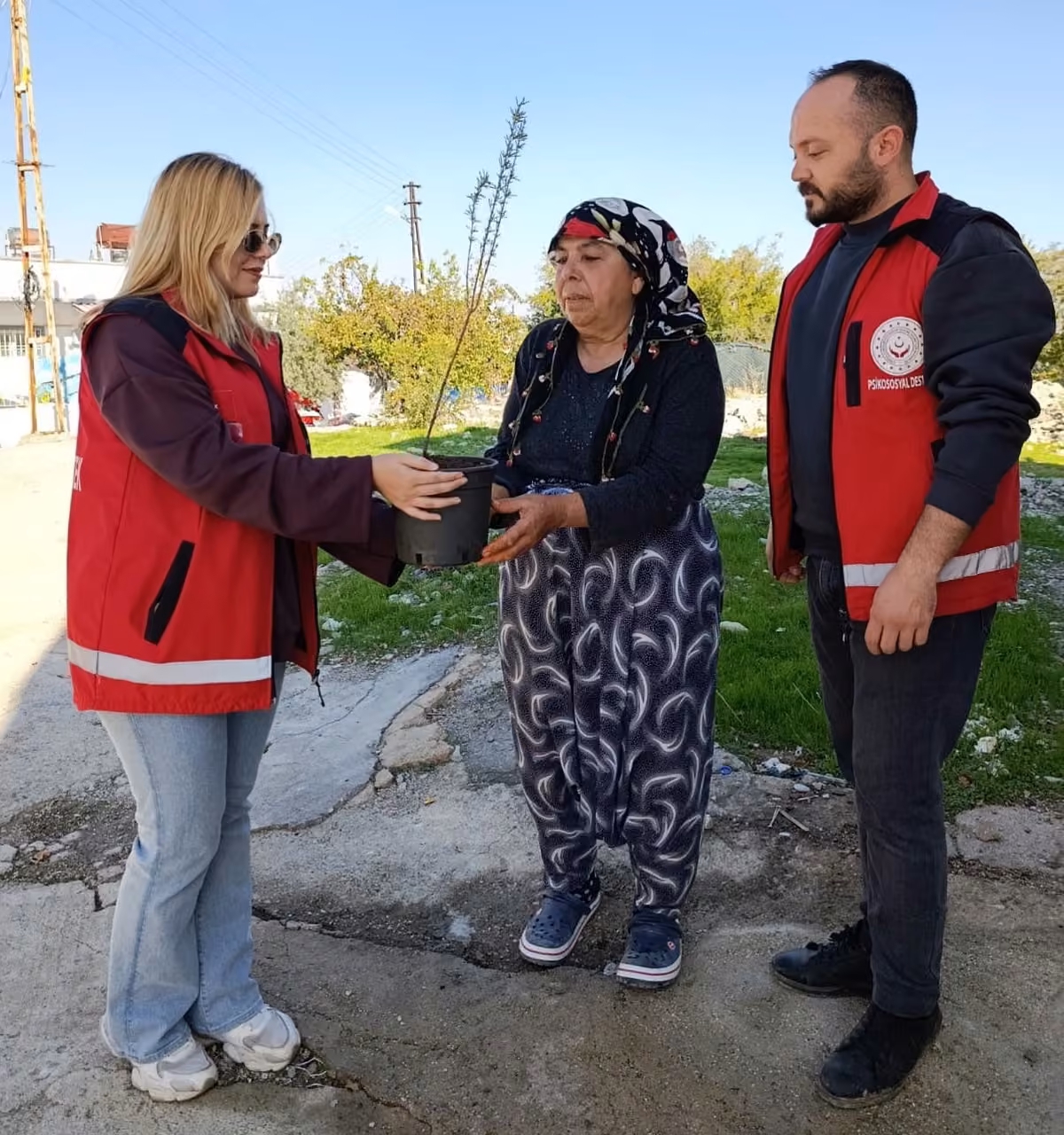 Besni’de yaşlılara fidan dağıtıldı