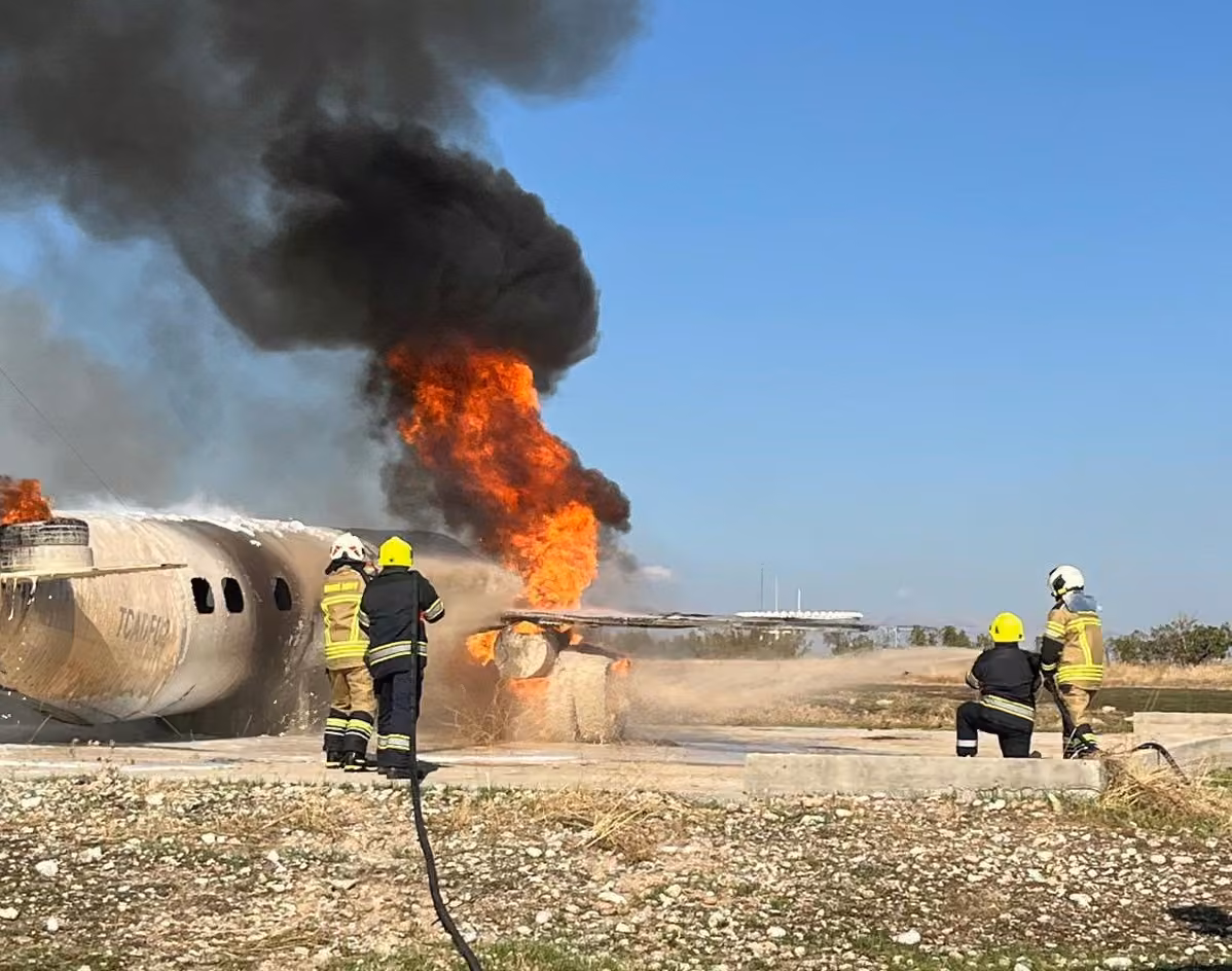 Adıyaman Havalimanı’nda uçak yangını tatbikatı