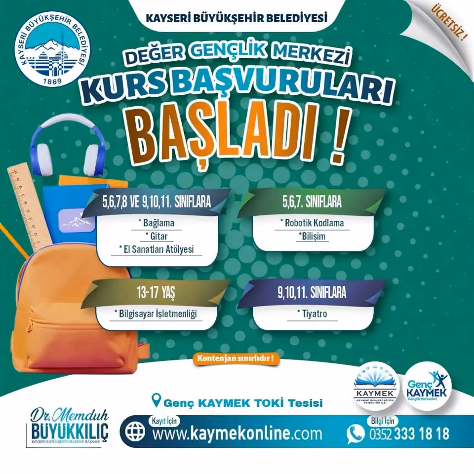 Değer Gençlik Merkezi’nde kurs başvuruları başladı
