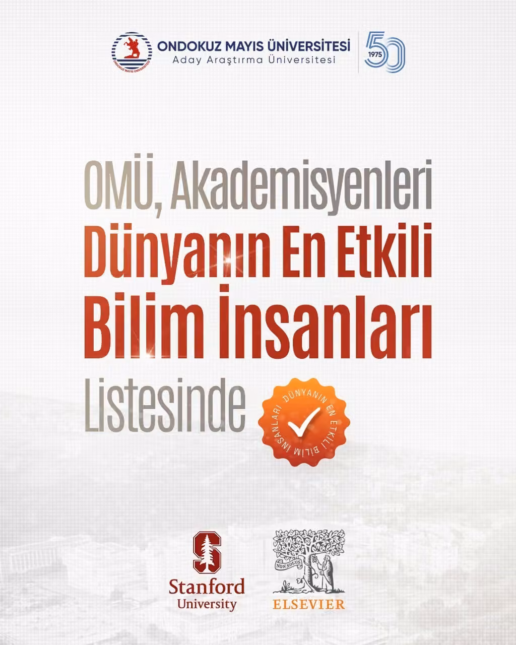 OMÜ’lü 18 akademisyen "Dünyanın En Etkili Bilim İnsanları Listesi"nde