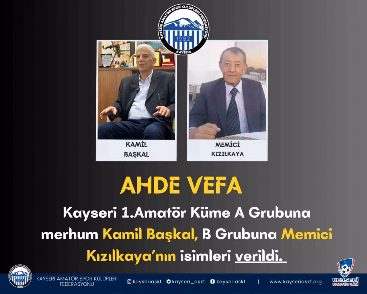 Kayseri ASKF’den ahde vefa örneği