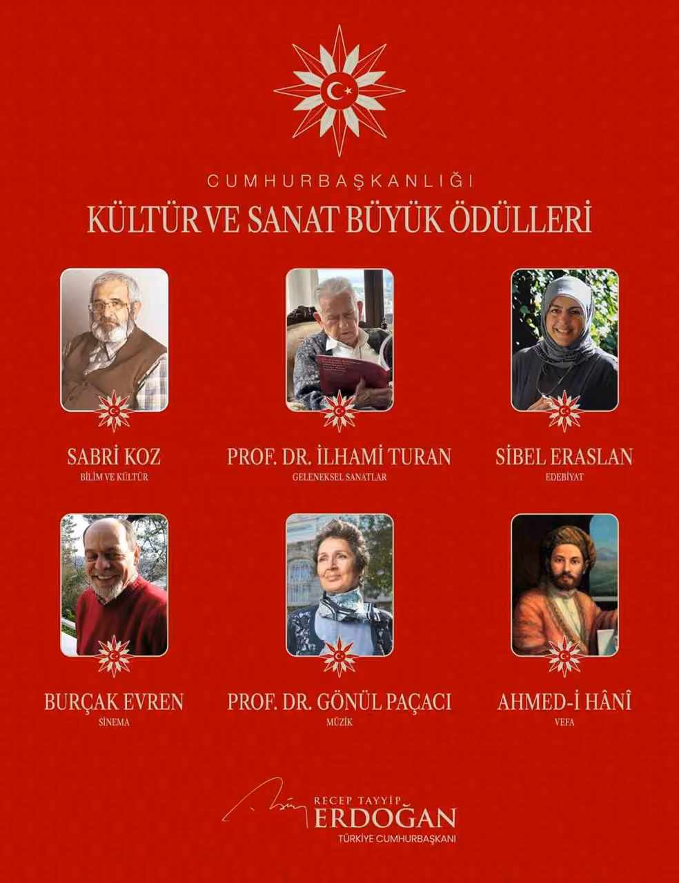 Cumhurbaşkanı Erdoğan’dan, 2026 Cumhurbaşkanlığı Kültür ve Sanat Büyük Ödülü’ne layık görülen isimlere teşekkür