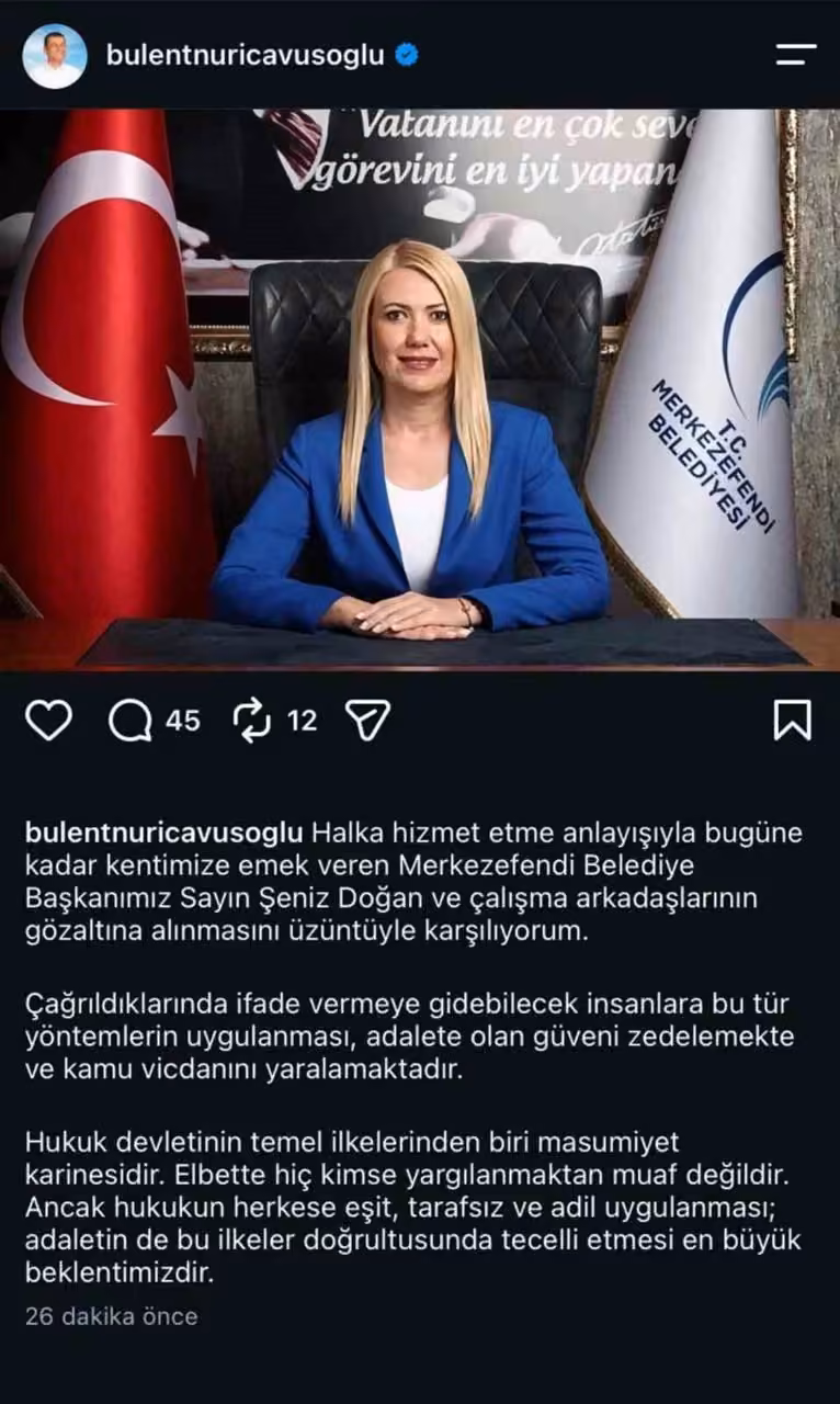 Başkan Çavuşoğlu’ndan Şeniz Doğan’ın gözaltına alınmasına tepki