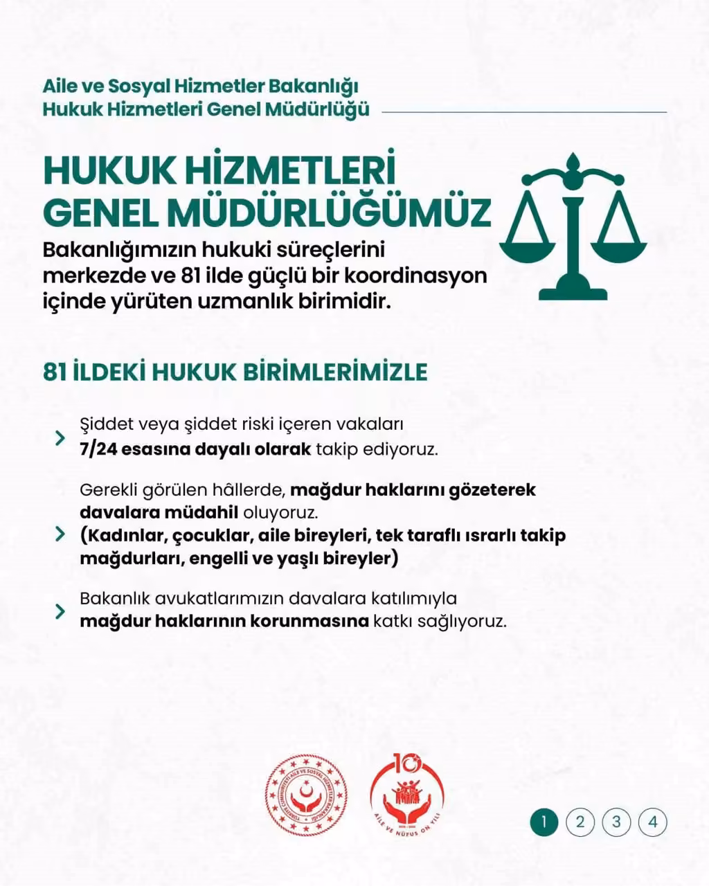 Aile ve Sosyal Hizmetler Bakanlığından şiddet mağdurları için hukuki koruma vurgusu