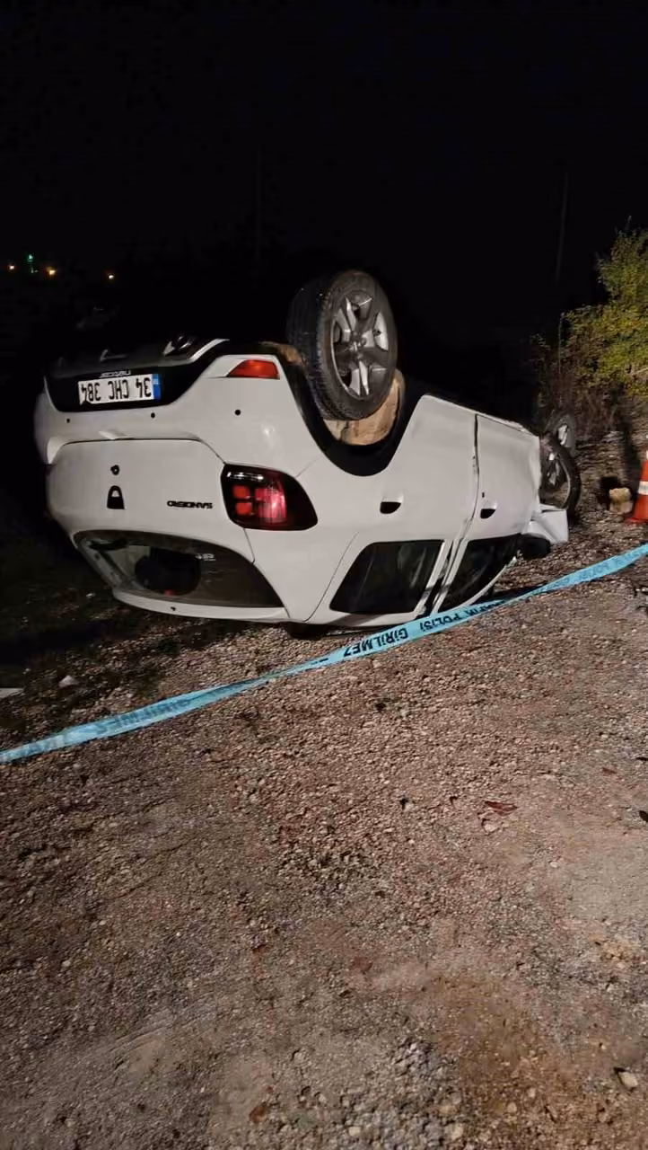 Takla atan otomobilin sürücüsü yaralandı